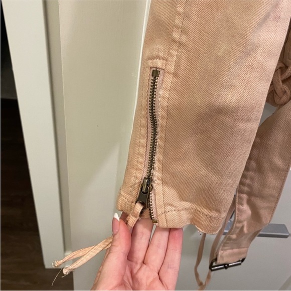 Free People Light Pink Denim Motorcycle Style Jacket - Picture 6 of 12